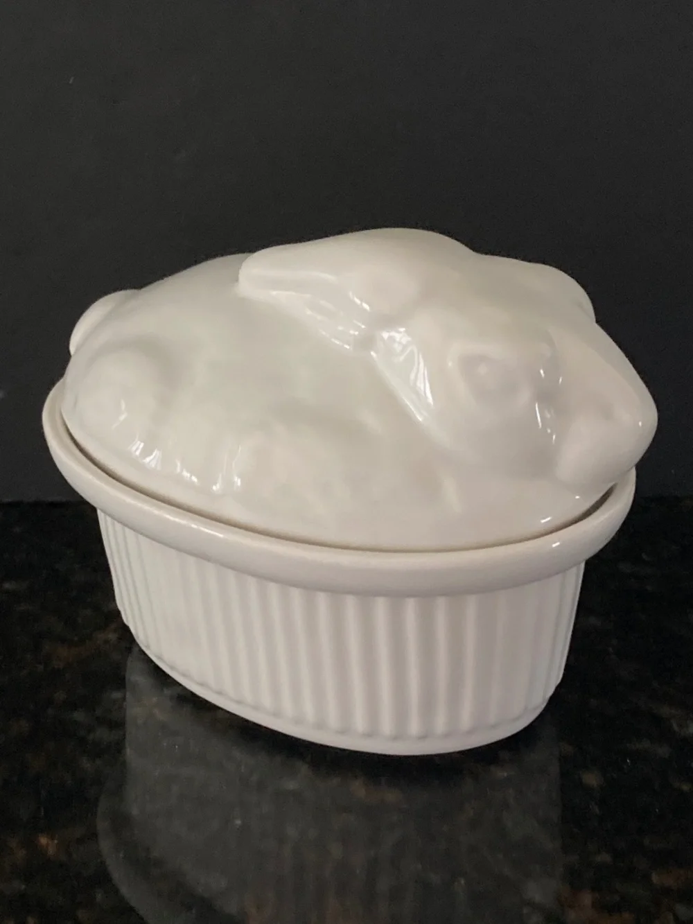 California Pottery White Rabbit Casserole Dish/Individual Size/2 Available/NEW!
